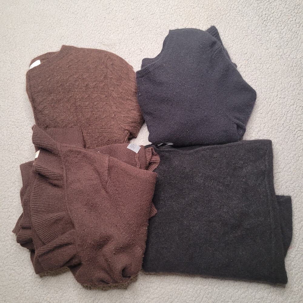 4pc CASHMERE Sweaters Tops Lot Crafts Cutter Flaws Holes Upcycle‎ Fabric DIY
